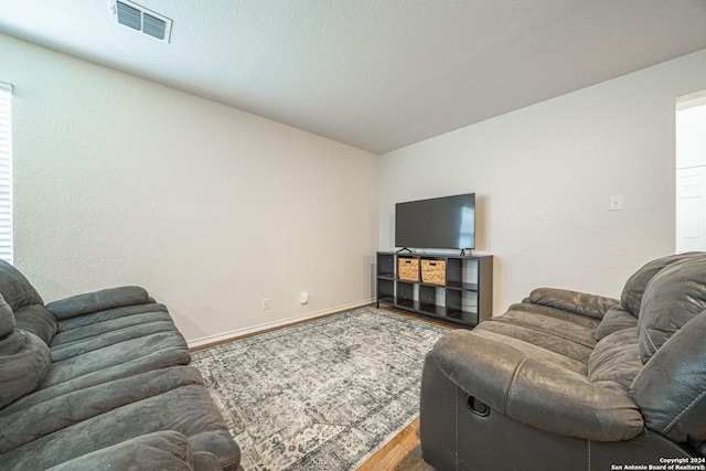 13907 Cyprus Sedge, San Antonio, TX 78254 - living room featuring wood finished floors, visible vents, and baseboards