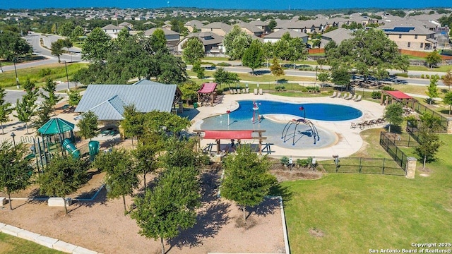 drone / aerial view with a residential view