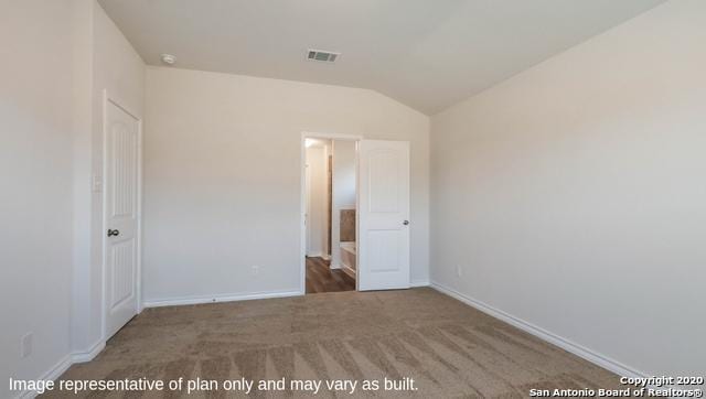 14614 Clay Ridge Run, San Antonio, TX 78253 - unfurnished bedroom with vaulted ceiling, carpet, and baseboards