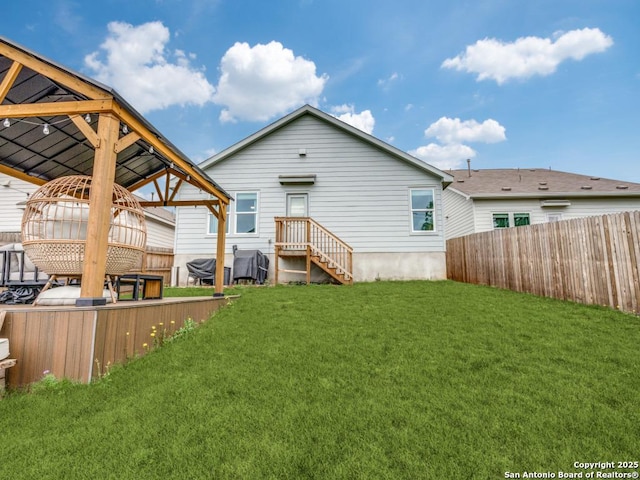 5936 Forenoon, Bulverde, TX 78163 - rear view of house featuring fence and a yard