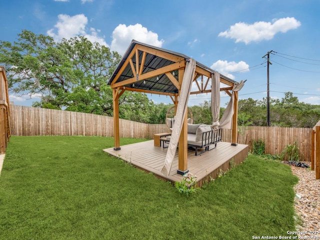 5936 Forenoon, Bulverde, TX 78163 - view of yard with a deck, a gazebo, and a fenced backyard