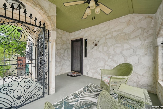 1923 W Pyron Ave, San Antonio, TX 78211 - property entrance featuring ceiling fan