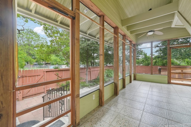 1923 W Pyron Ave, San Antonio, TX 78211 - unfurnished sunroom with ceiling fan