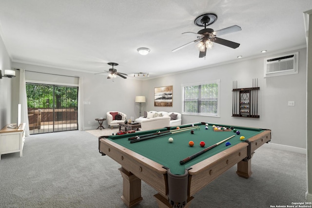 1923 W Pyron Ave, San Antonio, TX 78211 - playroom featuring billiards, a ceiling fan, and carpet flooring