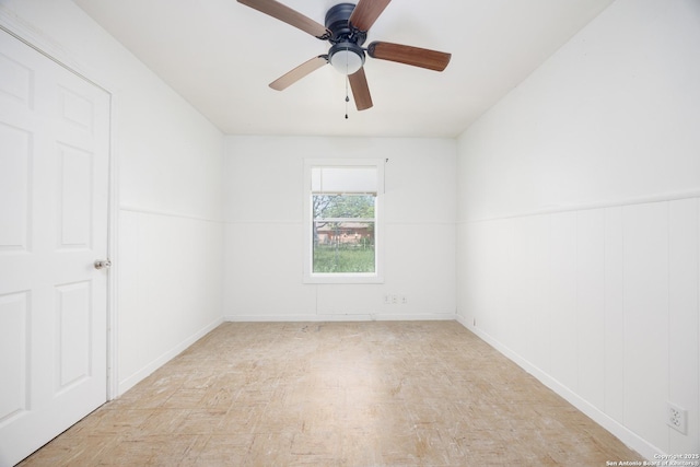 unfurnished room featuring ceiling fan