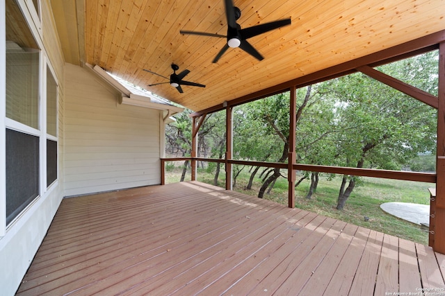 deck featuring ceiling fan