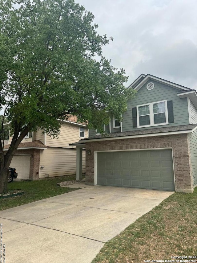 791 Sycamore Moon, San Antonio, TX 78216 - view of front of property with brick siding, concrete driveway, and a garage