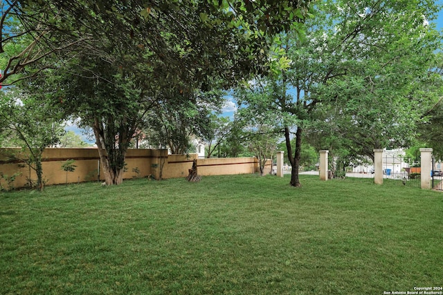 view of yard with a fenced backyard