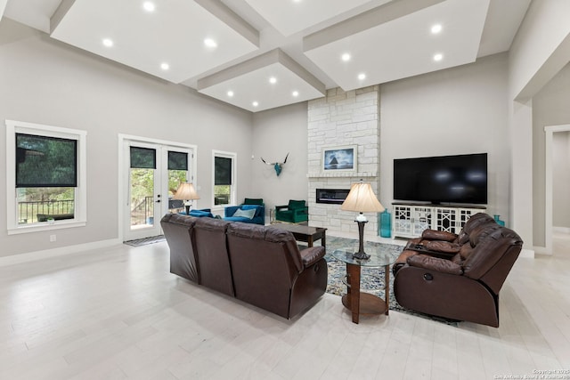 1191 Glenwood, Bulverde, TX 78163 - living room with baseboards, french doors, and light wood finished floors