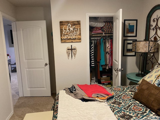 carpeted bedroom featuring a closet