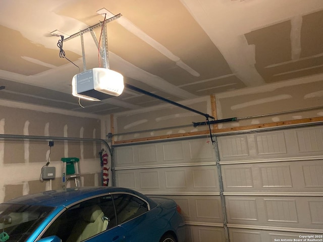 garage with a garage door opener