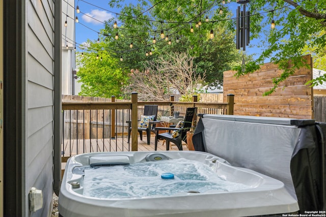 611 Simple Way, San Antonio, TX 78209 - wooden deck with fence and a hot tub