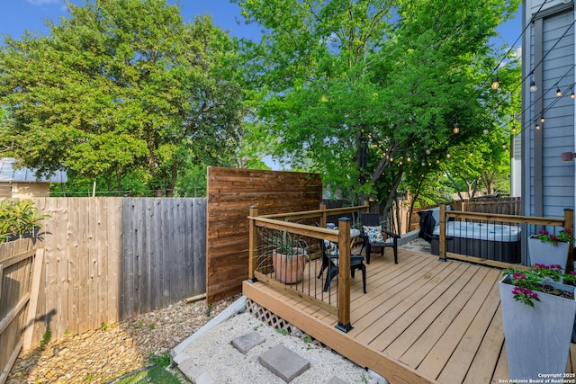 611 Simple Way, San Antonio, TX 78209 - wooden terrace featuring a fenced backyard