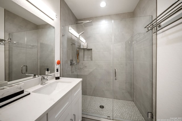 2114 Village, San Antonio, TX 78251 - bathroom featuring vanity and a shower stall