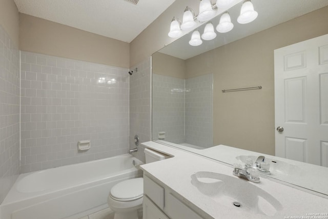 bathroom featuring shower / bath combination, vanity, and toilet