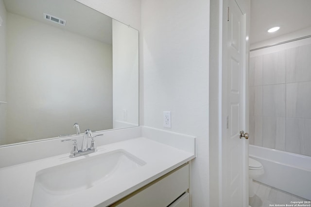 6031 Calgary Park, San Antonio, TX 78233 - full bathroom with vanity, toilet, recessed lighting, and tub / shower combination
