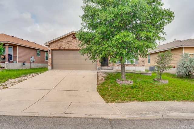 342 Perch Horizon, San Antonio, TX 78253 - view of front of property with brick siding, an attached garage, driveway, and a front yard