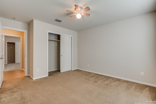 342 Perch Horizon, San Antonio, TX 78253 - unfurnished bedroom with light carpet, a closet, visible vents, and baseboards