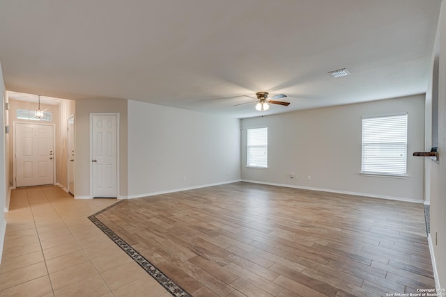 342 Perch Horizon, San Antonio, TX 78253 - empty room with light wood-type flooring, baseboards, visible vents, and ceiling fan