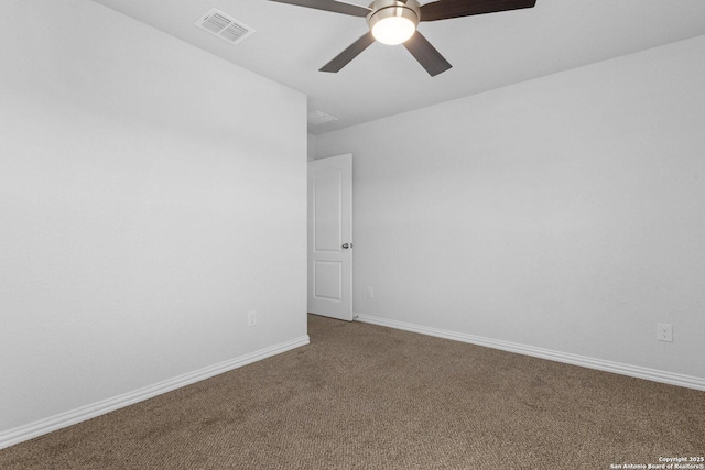 6772 Concho, Schertz, TX 78108 - carpeted empty room with baseboards, visible vents, and ceiling fan