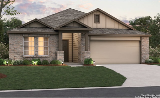 1140 Water Vly, Seguin, TX 78155 - craftsman-style house featuring board and batten siding, concrete driveway, an attached garage, and a front yard