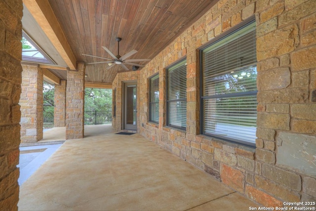 view of patio with a ceiling fan