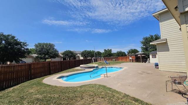 12031 Mill Love, San Antonio, TX 78254 - view of pool featuring a patio and a pool with connected hot tub