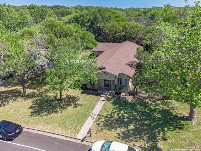 324 Craddock, San Marcos, TX 78666 - bird's eye view featuring a view of trees