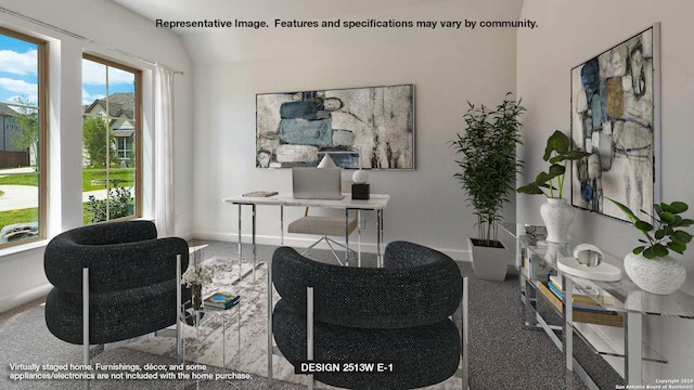 307 Haby Holw, San Antonio, TX 78253 - interior space with lofted ceiling, carpet flooring, and baseboards