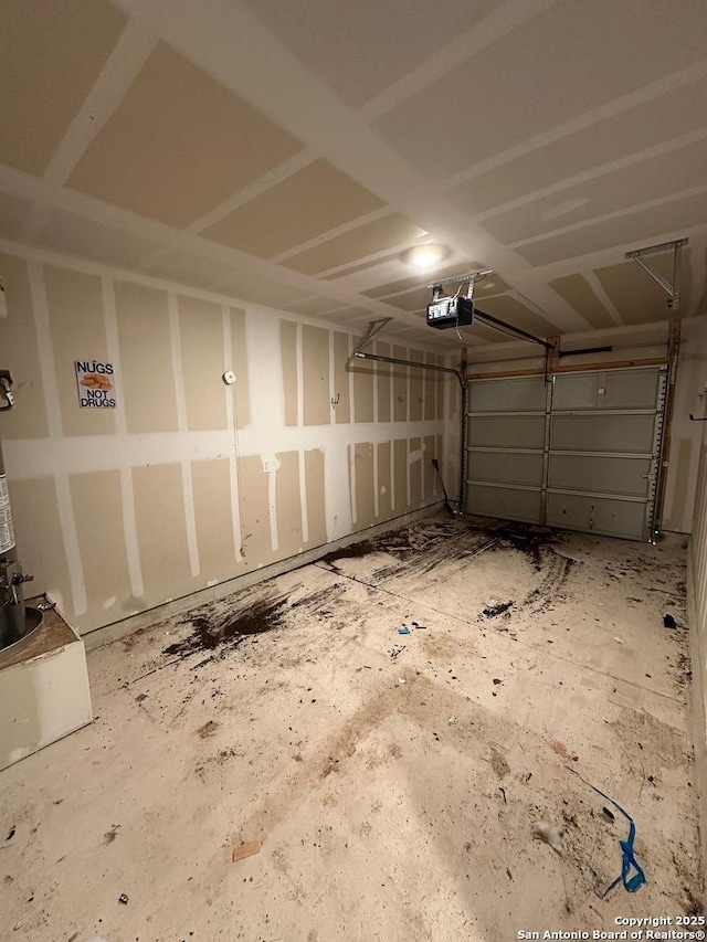 garage with a garage door opener