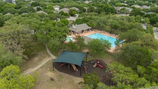 17046 Ashbury Ldg, San Antonio, TX 78247 - bird's eye view of a pool area