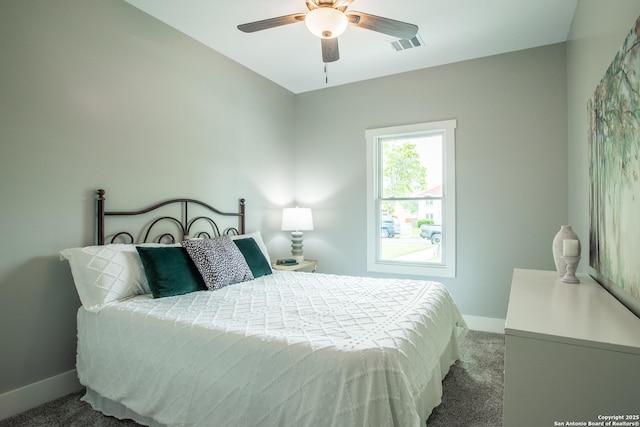 227 Quentin, San Antonio, TX 78201 - carpeted bedroom with baseboards, a ceiling fan, and visible vents
