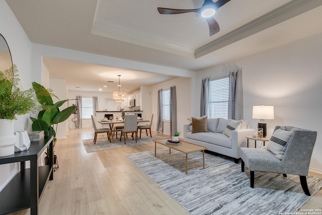 8934 Oakwood, San Antonio, TX 78254 - living area with a raised ceiling, a wealth of natural light, and light wood finished floors