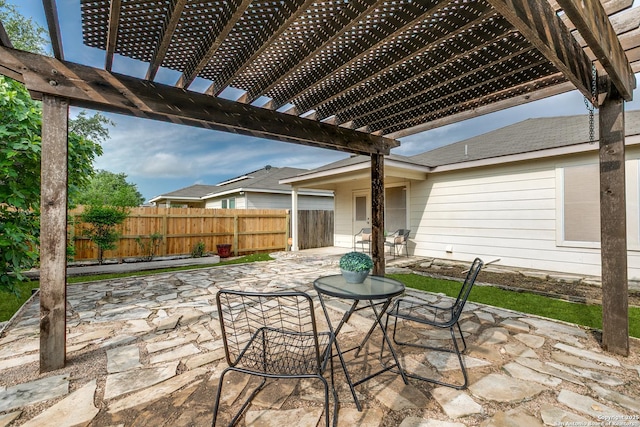 8934 Oakwood, San Antonio, TX 78254 - view of patio / terrace with fence and a pergola