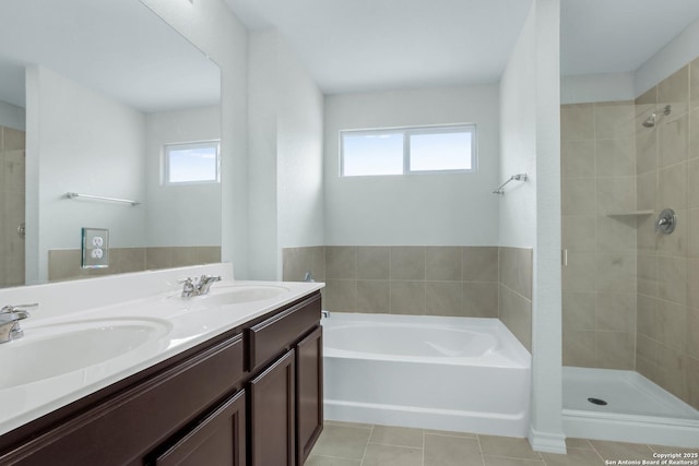 bathroom with a healthy amount of sunlight, a sink, and tiled shower