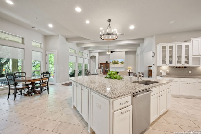 30336 Setterfeld Cir, Fair Oaks Ranch, TX 78015 - kitchen featuring recessed lighting, dishwasher, light tile patterned flooring, and a sink