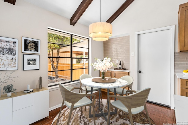 3102 Mindoro, San Antonio, TX 78217 - dining space with vaulted ceiling with beams
