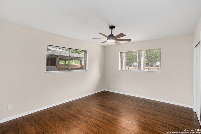 3102 Mindoro, San Antonio, TX 78217 - spare room featuring baseboards, a ceiling fan, and wood finished floors