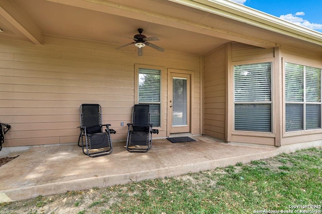 view of patio / terrace featuring a ceiling fan