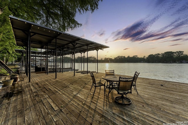 view of dock featuring a water view