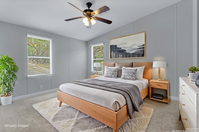 630 Nelson, Canyon Lake, TX 78133 - bedroom with baseboards, vaulted ceiling, and light carpet