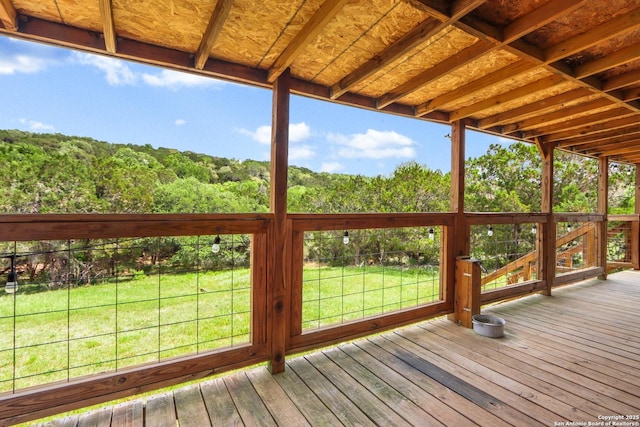 630 Nelson, Canyon Lake, TX 78133 - wooden terrace featuring a lawn and a wooded view