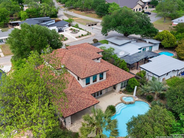 drone / aerial view with a residential view