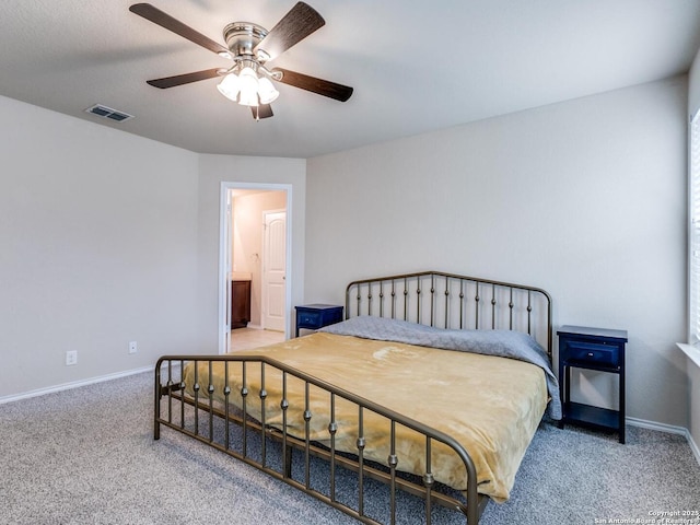 542 Snowy Egret, San Antonio, TX 78253 - bedroom with ceiling fan, baseboards, carpet flooring, and visible vents