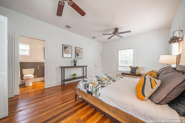 356 Kessler, New Braunfels, TX 78130 - bedroom with hardwood / wood-style floors, visible vents, and multiple windows