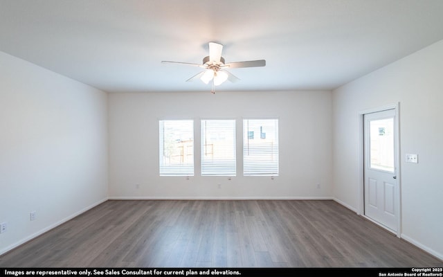 153 Taylor Way, San Antonio, TX 78253 - unfurnished room with wood finished floors, a ceiling fan, and baseboards
