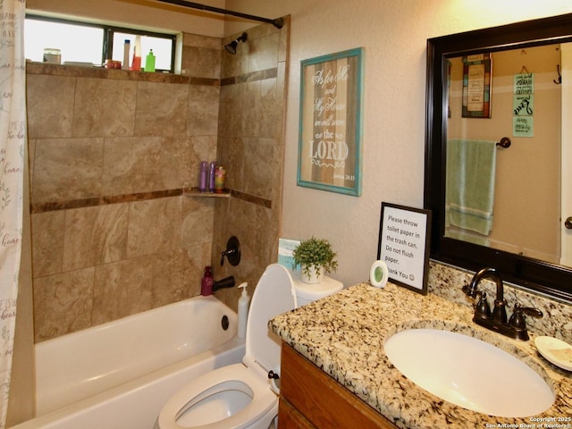 12365 Rudolph Rd, Atascosa, TX 78002 - bathroom with toilet, vanity, and shower / bath combination with curtain