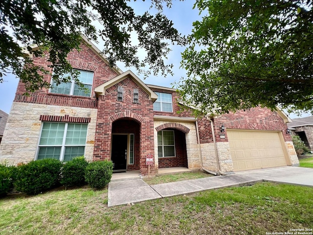 3727 Retreat Run, San Antonio, TX 78253 - view of front of home with concrete driveway, an attached garage, and brick siding