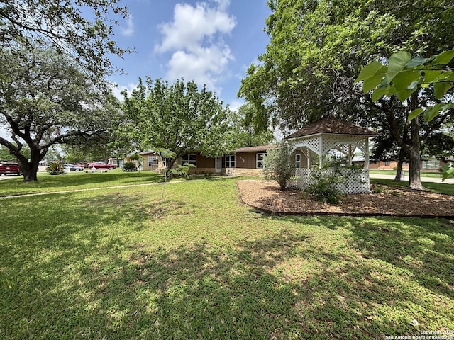 view of yard with a gazebo