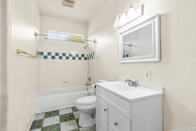 12037 Poinciana, San Antonio, TX 78245 - full bath featuring vanity, a textured wall, shower / tub combination, toilet, and visible vents